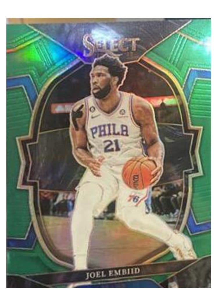 2022-23 Panini Select Base Set Joel Embiid Green Prizm #47 card