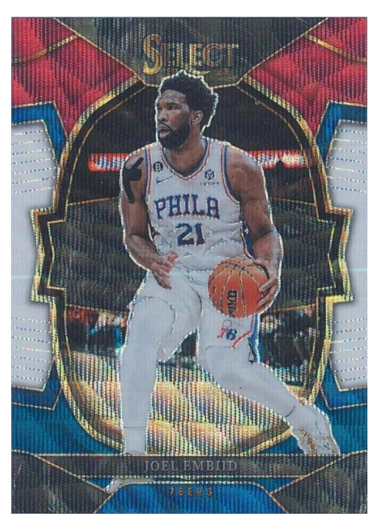 2022-23 Panini Select Base Set Joel Embiid Tri Color Prizm #47 card