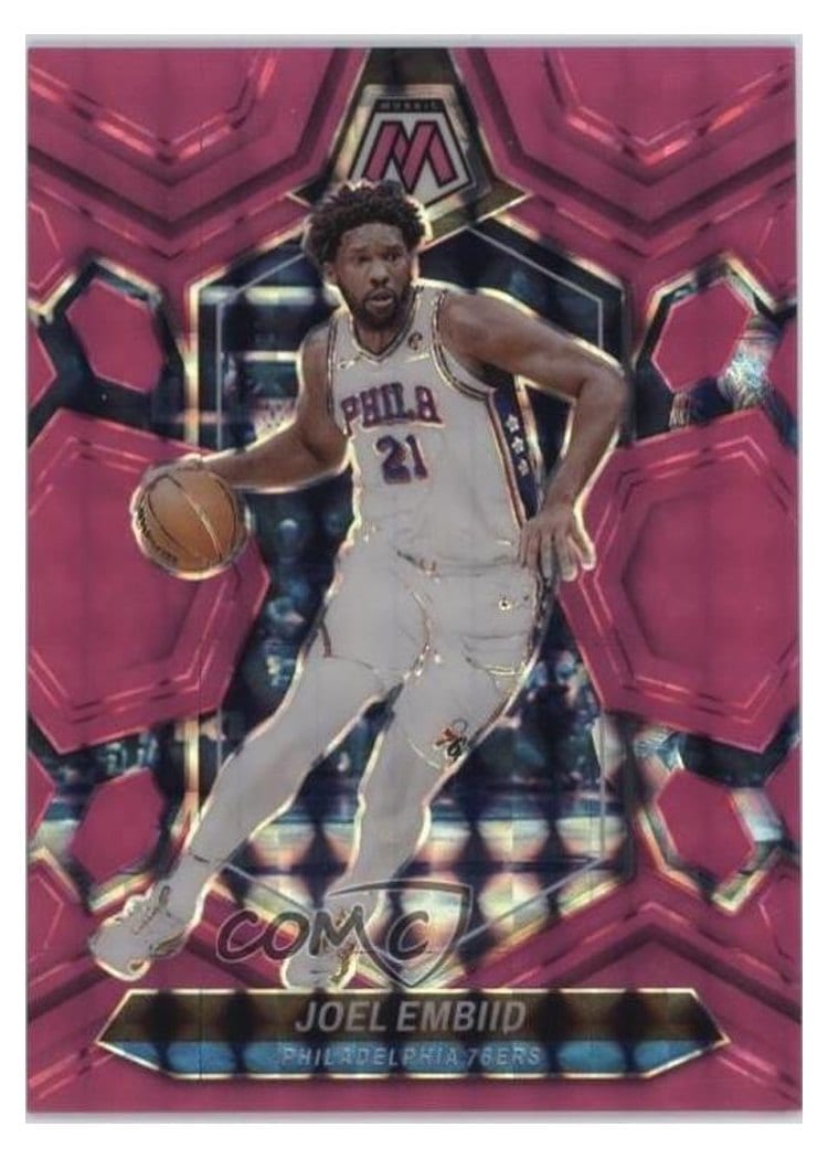 2023-24 Panini Mosaic Base Set Joel Embiid Pink Fluorescent #170 card