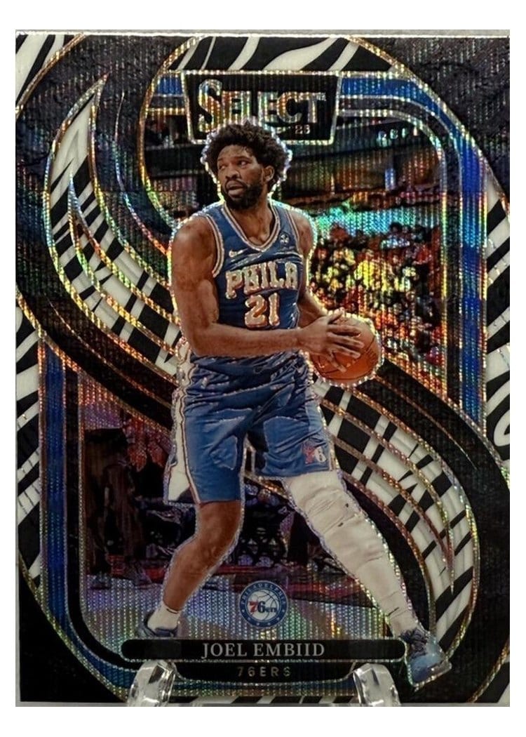 2024-25 Panini Select Base Set Joel Embiid Zebra Prizm #101 card