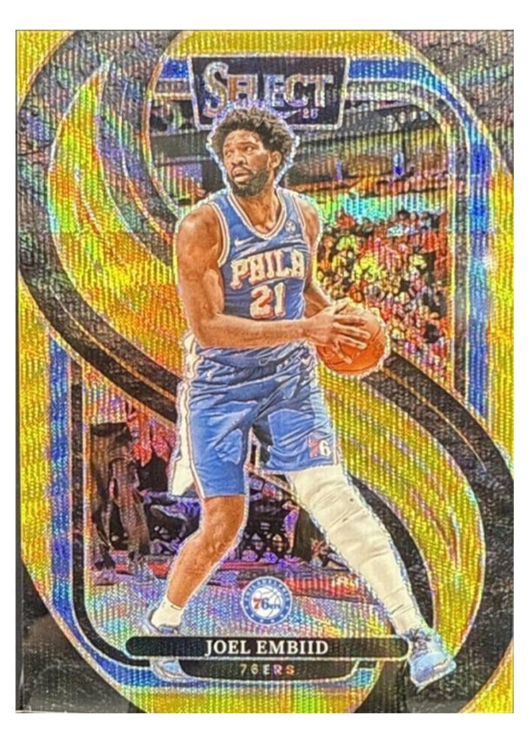 2024-25 Panini Select Base Set Joel Embiid Gold Wave Prizm #101 card