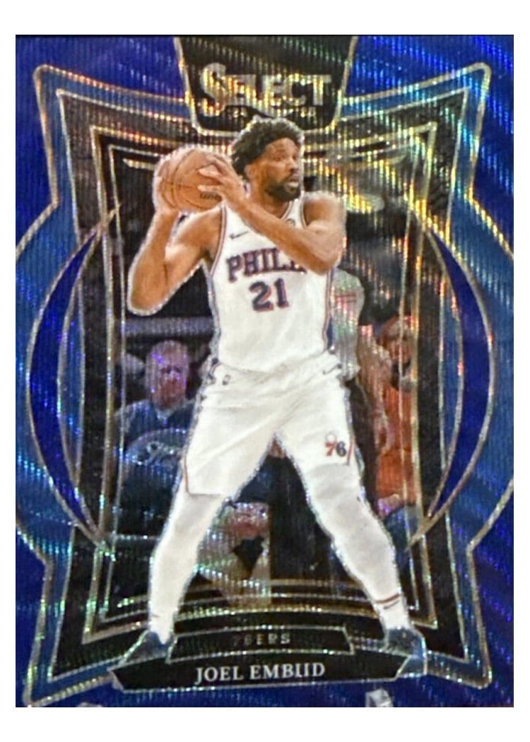 2024-25 Panini Select Base Set Joel Embiid Blue Wave Prizm #6 card