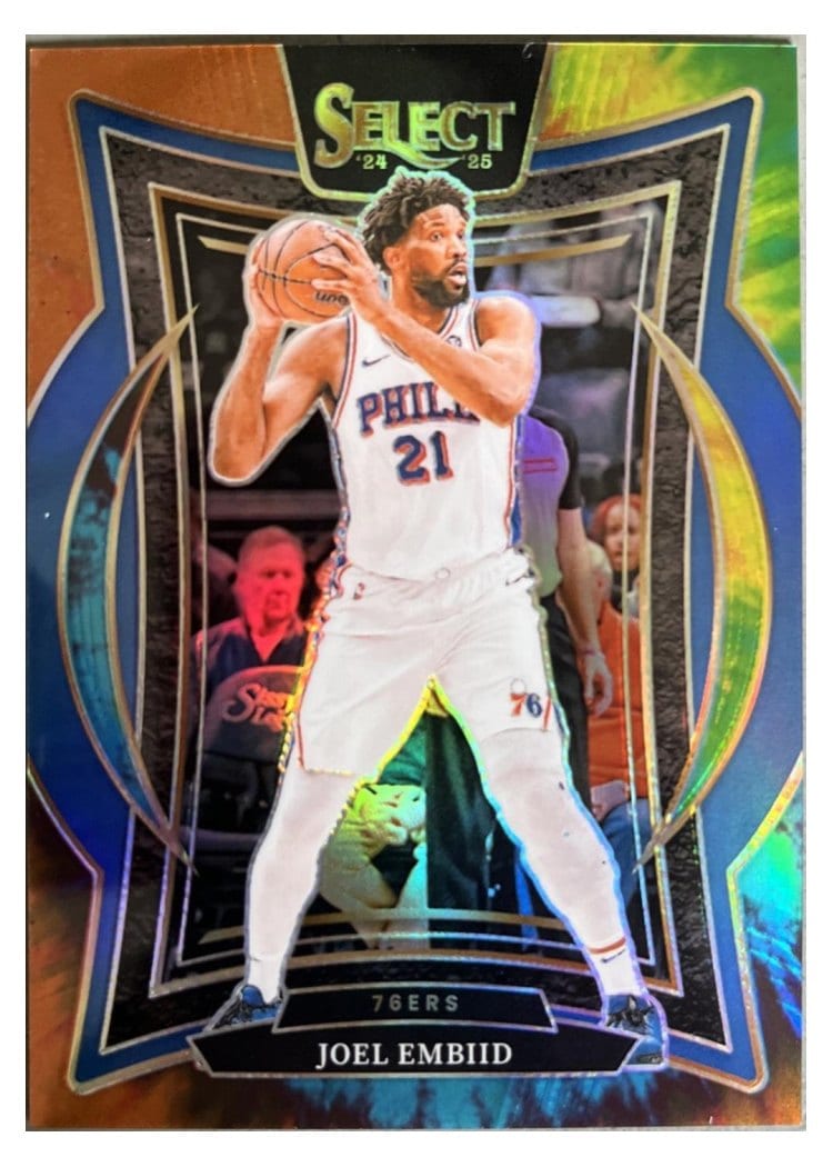 2024-25 Panini Select Base Set Joel Embiid Tie-Dye Prizm #6 card