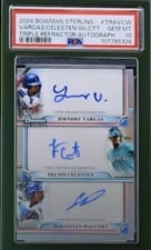 2024 Bowman Sterling Triple Refractor Autographs Joendry Vargas / Felnin Celesten / Sebastian Walcott #TRA-VCW card