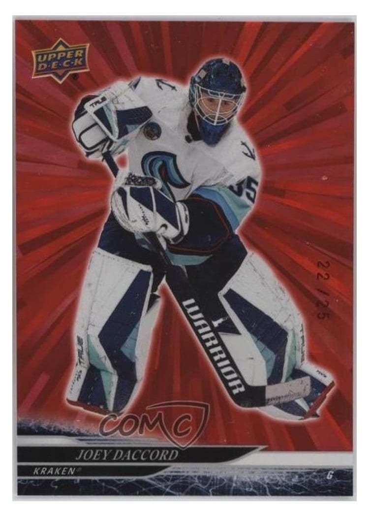 2024-25 Upper Deck Base Set Joey Daccord Outburst Red #395 card