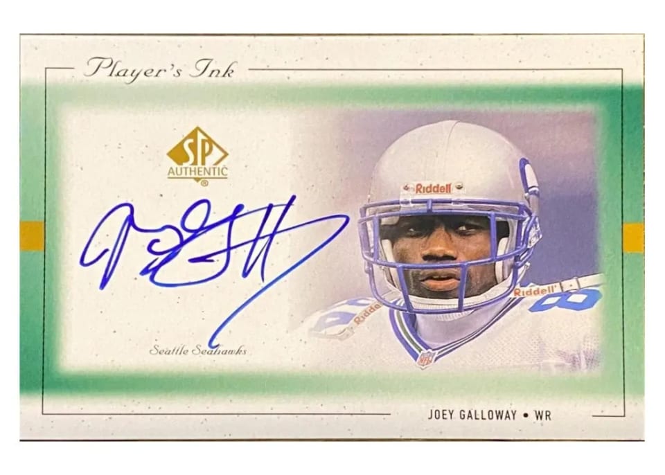 1999 SP Authentic Player's Ink Joey Galloway Green #JG-A card