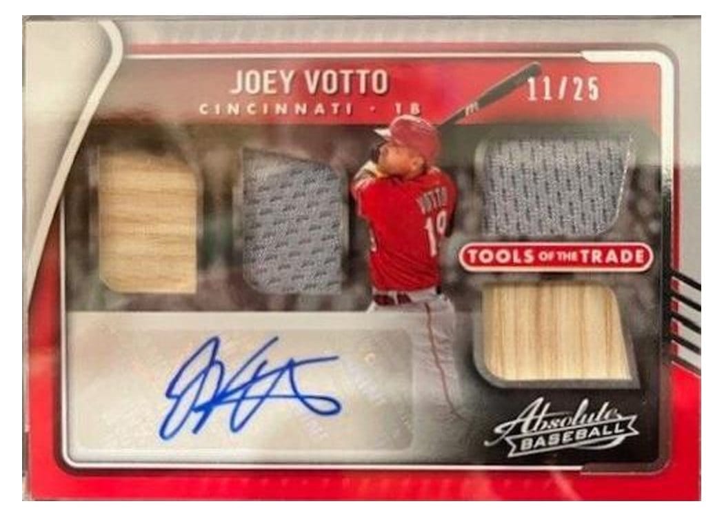 2022 Panini Absolute Tools of the Trade 4 Swatch Signatures Joey Votto #TT4S-JV card