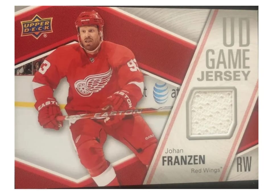 2011 Upper Deck UD Game Jersey Johan Franzen #GJ-JF card