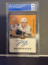 2023-24 Upper Deck Boston Bruins Centennial Bear Tracks Autographs John Beecher #BT-JB card
