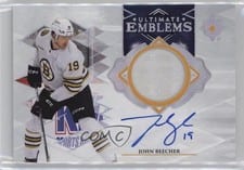 2023-24 Upper Deck Ultimate Collection Ultimate Emblems Autograph - Rookies John Beecher #UE-JB card