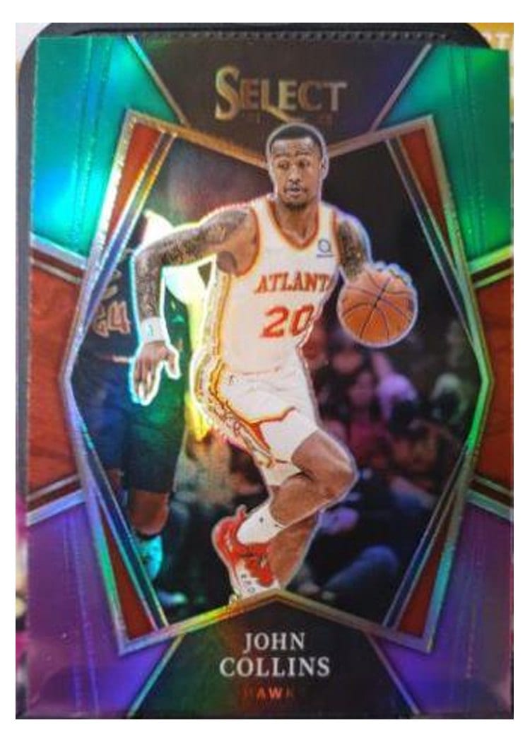 2021-22 Panini Select Base Set John Collins Green White Purple Prizm #103 card