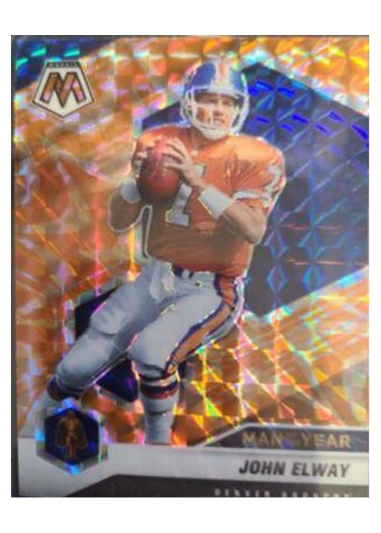 2021 Panini Mosaic Base Set John Elway Orange Fluorescent #279 card