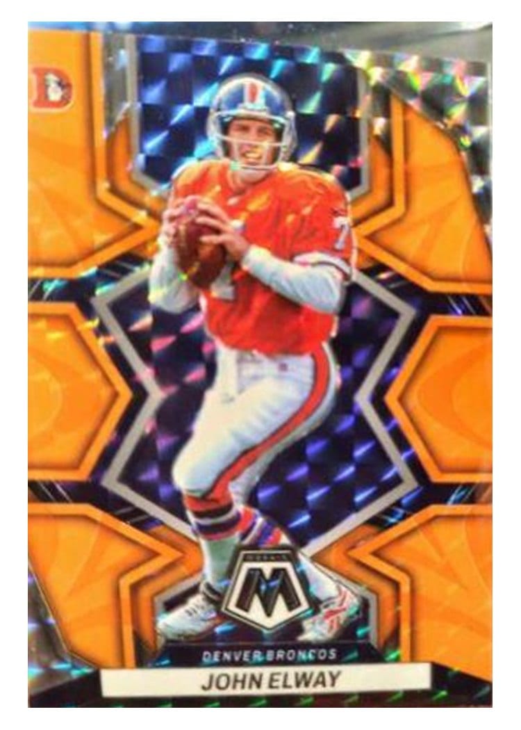 2022 Panini Mosaic Base Set John Elway Orange Fluorescent #63 card