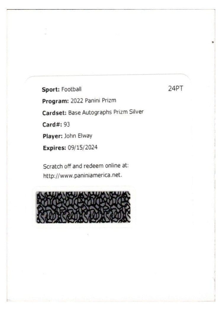 2022 Panini Prizm Base Set John Elway #93 card