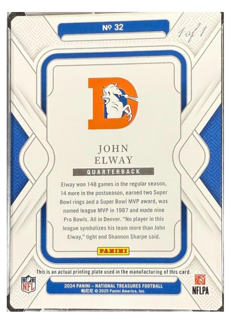 2024 Panini National Treasures Base Set John Elway #32 card