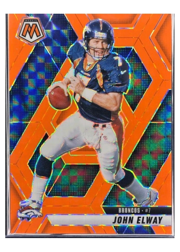 2025 Panini Mosaic Base Set John Elway Orange Fluorescent #31 card