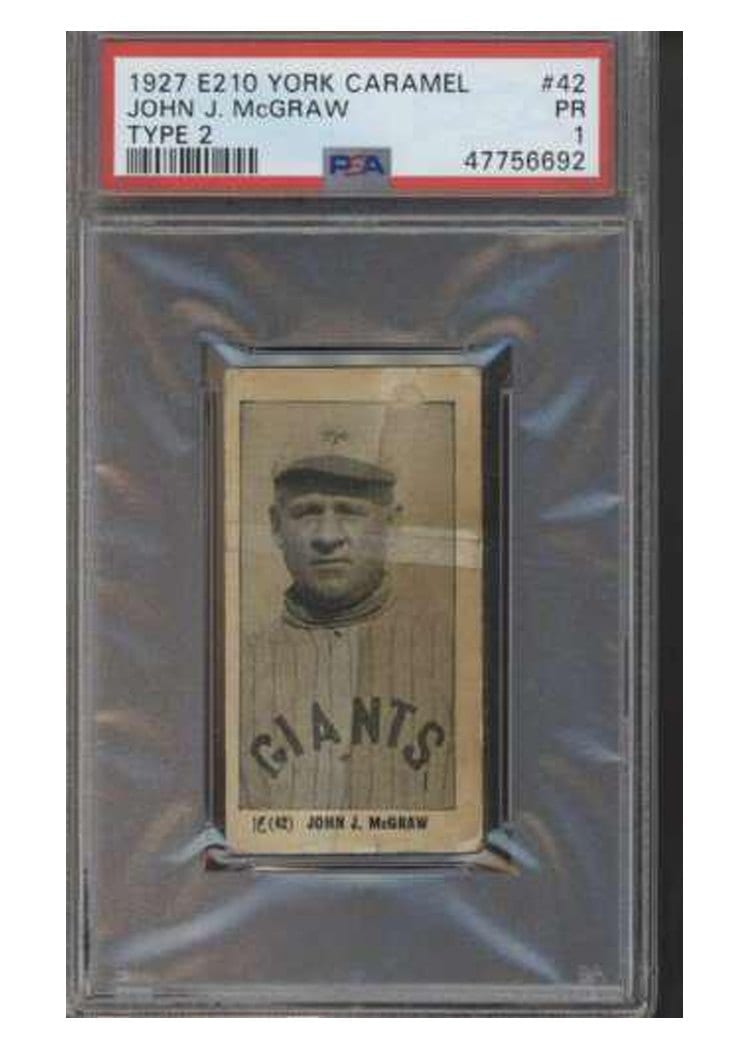 1927 E210 York Caramel Type 1 John J. McGraw #42 card