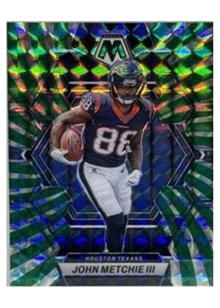 2023 Panini Mosaic Base Set John Metchie III Green Swirl #91 card