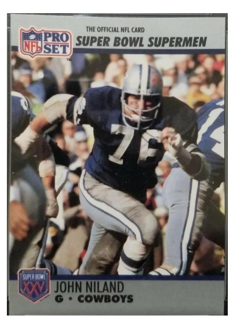1990 Pro Set Super Bowl 160 John Niland #68 card