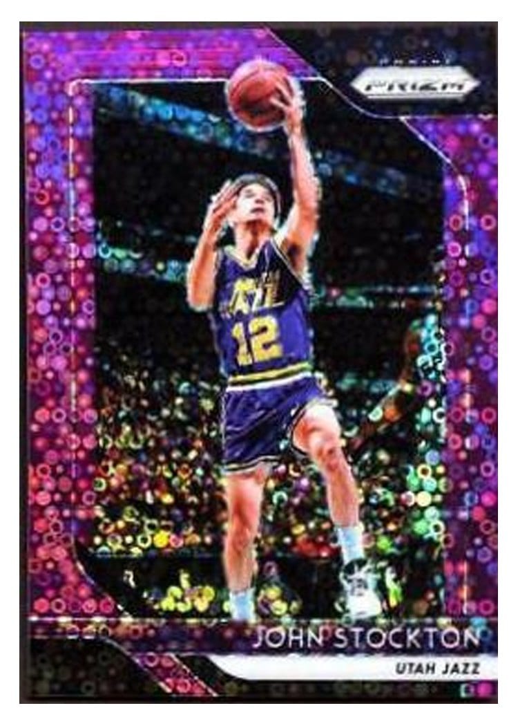 2018-19 Panini Prizm Base Set John Stockton Purple Prizm #185 card