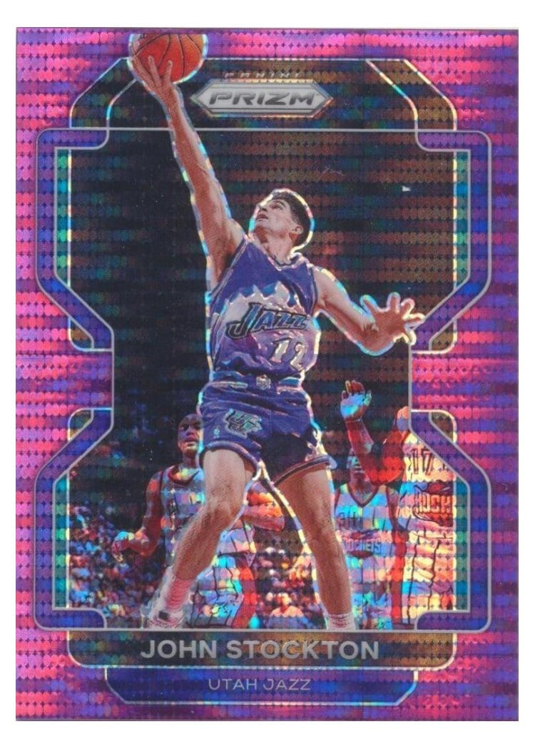2021-22 Panini Prizm Base Set John Stockton Purple Pulsar Prizm #267 card