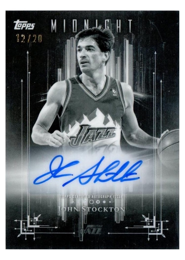 2025-26 Topps Midnight Dark Marks Signatures John Stockton #DM-JS card