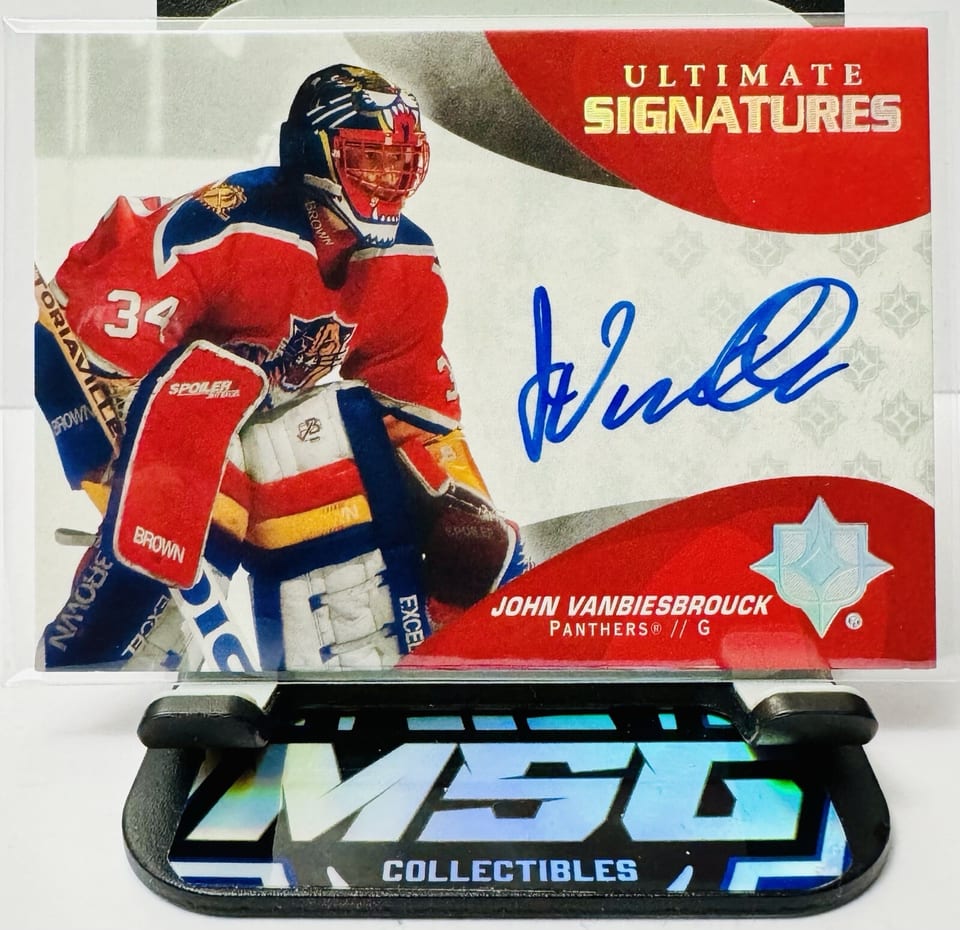 2021-22 Upper Deck Ultimate Collection 2020 Update - Ultimate Signatures John Vanbiesbrouck #US-JV card