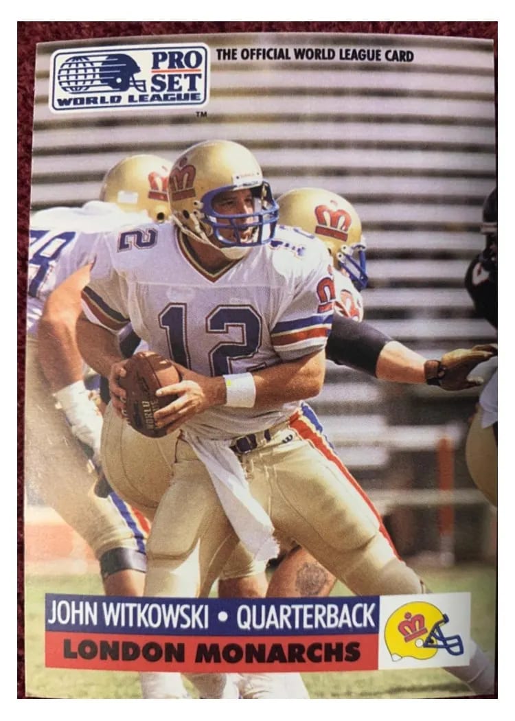 1991 Pro Set Wlaf Inserts John Witkowski #14 card