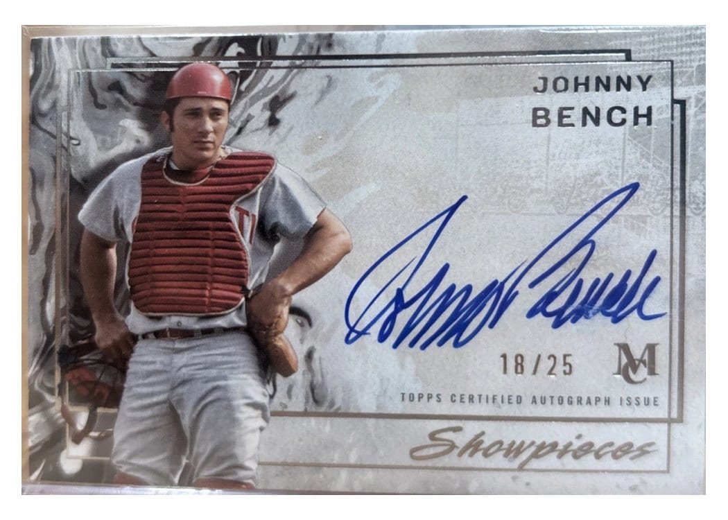 2025 Topps Museum Collection Showpieces Autographs Johnny Bench #SA-JB card
