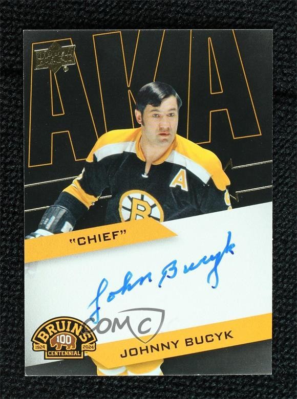 2023-24 Upper Deck Boston Bruins Centennial AKA Autos Johnny Bucyk #AKA-JB card