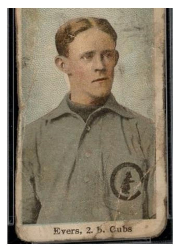 1910 E90 3 American Caramel Johnny Evers card