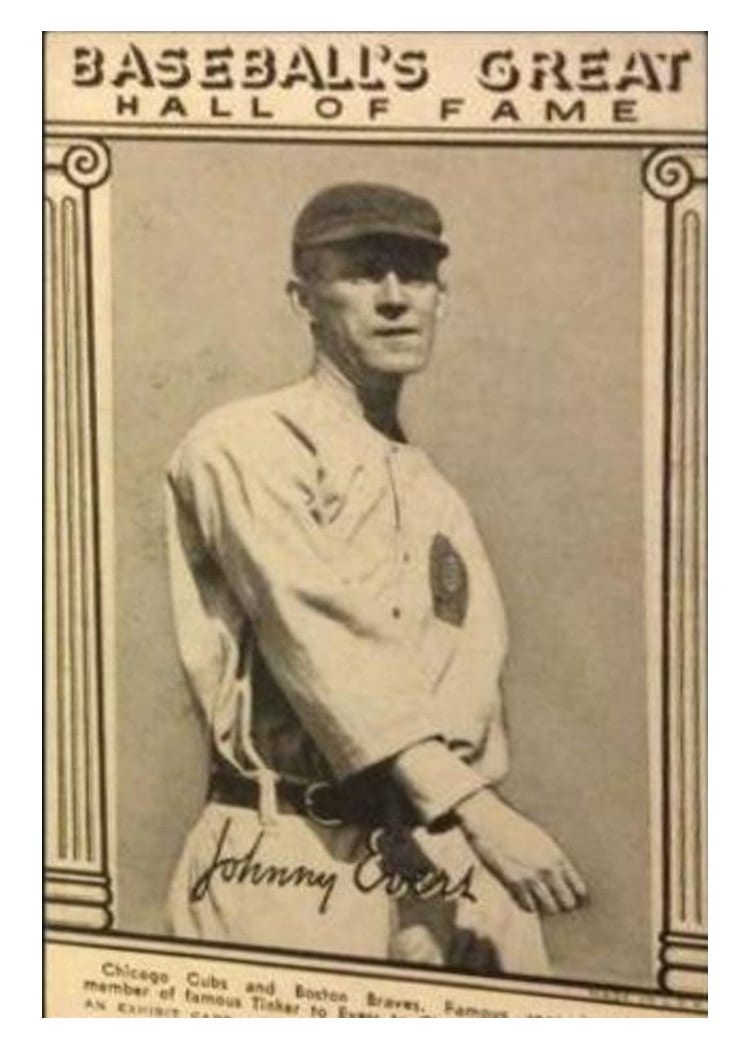 1948 Baseball's Great Hall of Fame Exhibits Johnny Evers card
