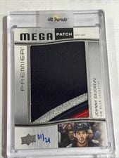 2023-24 Upper Deck Premier Premier Mega Patch Chest Logos Johnny Gaudreau #PMP-GA card