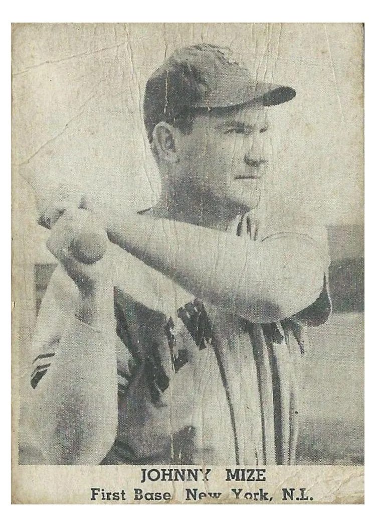 1947 Tip Top Bread Johnny Mize card