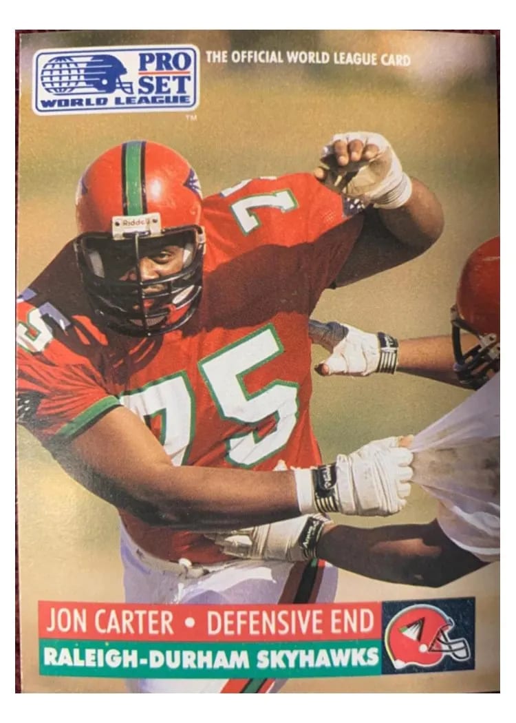 1991 Pro Set Wlaf Inserts Jon Carter #25 card