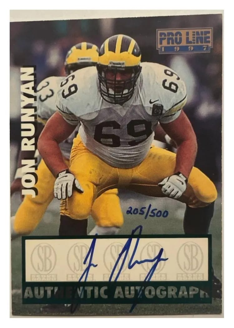 1997 Pro Line Autograph Jon Runyan card