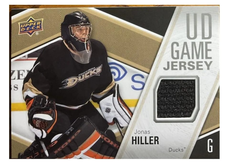 2011 Upper Deck UD Game Jersey Jonas Hiller #GJ-HI card