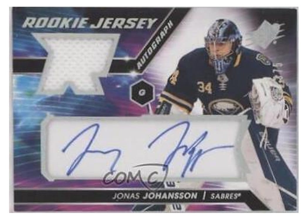 2020-21 SPx Rookie Autograph Jersey Jonas Johansson #JJ card