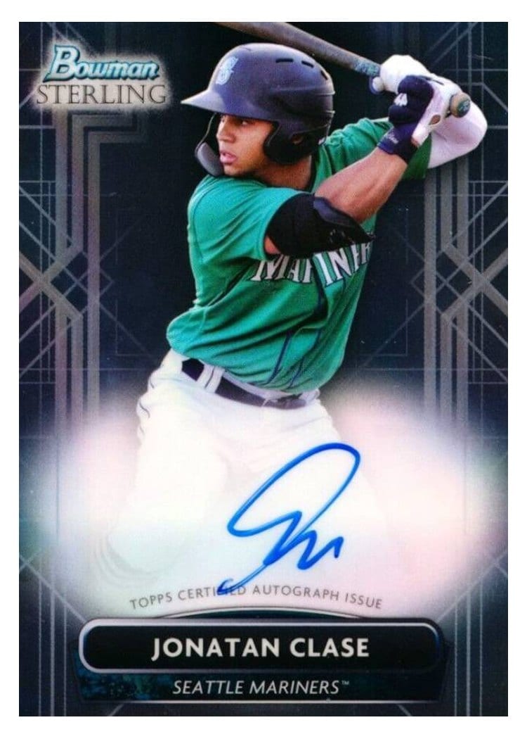 2022 Bowman Sterling Prospect Autographs Jonatan Clase #PA-JCE card