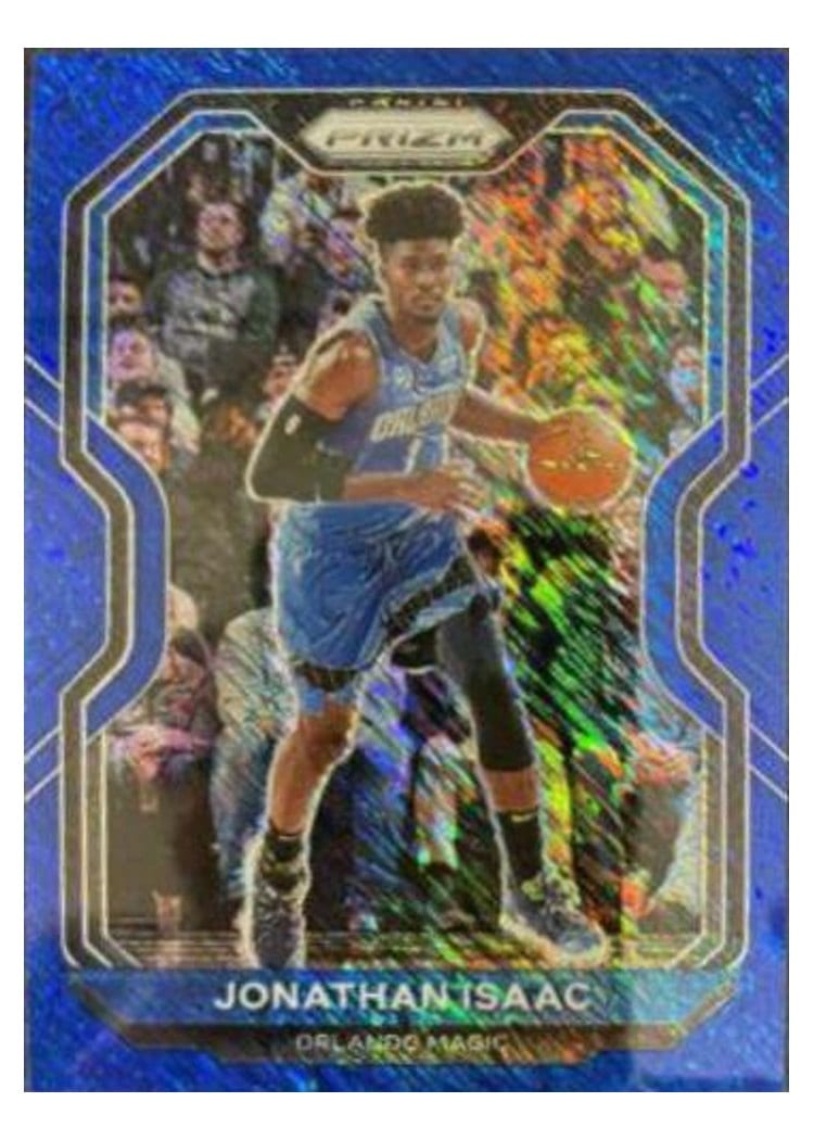 2020-21 Panini Prizm Base Set Jonathan Isaac Blue Shimmer Prizm #250 card