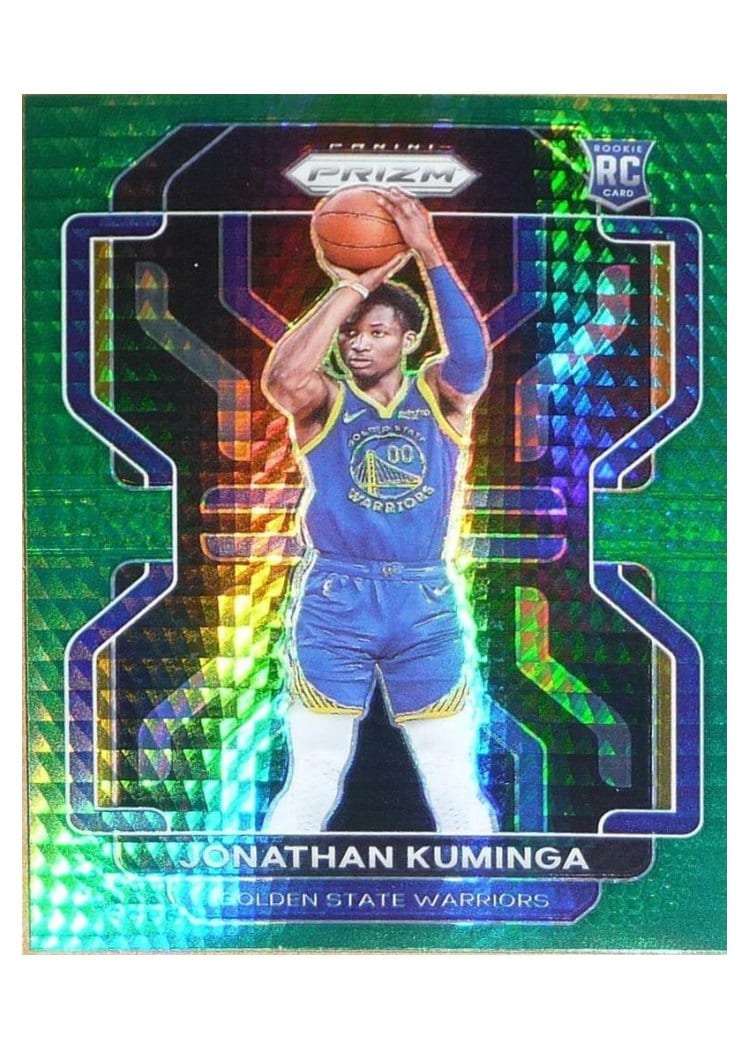 2021-22 Panini Prizm Base Set Jonathan Kuminga Green Hyper Prizm #307 card