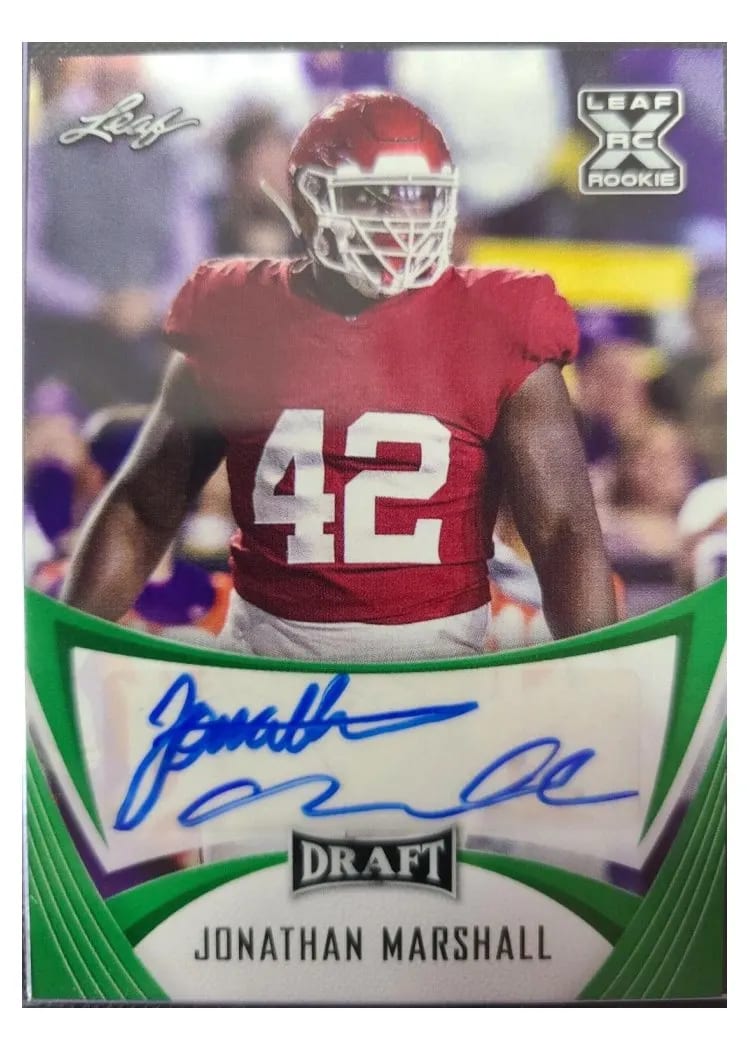 2021 Leaf Draft Autograph Jonathan Marshall #BA-JM2 card