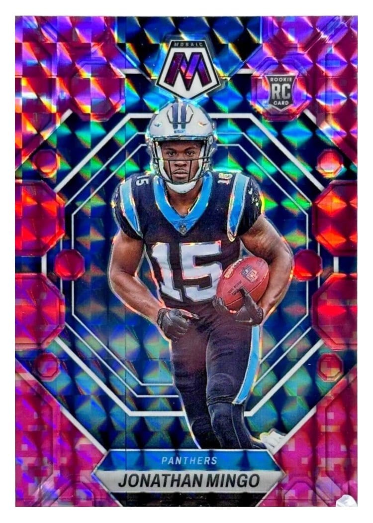 2023 Panini Mosaic Base Set Jonathan Mingo Camo Pink #336 card