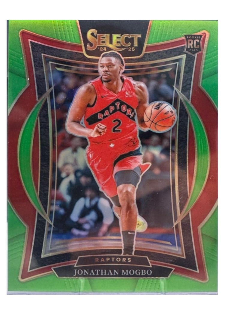 2024-25 Panini Select Base Set Jonathan Mogbo Neon Green Prizm #87 card