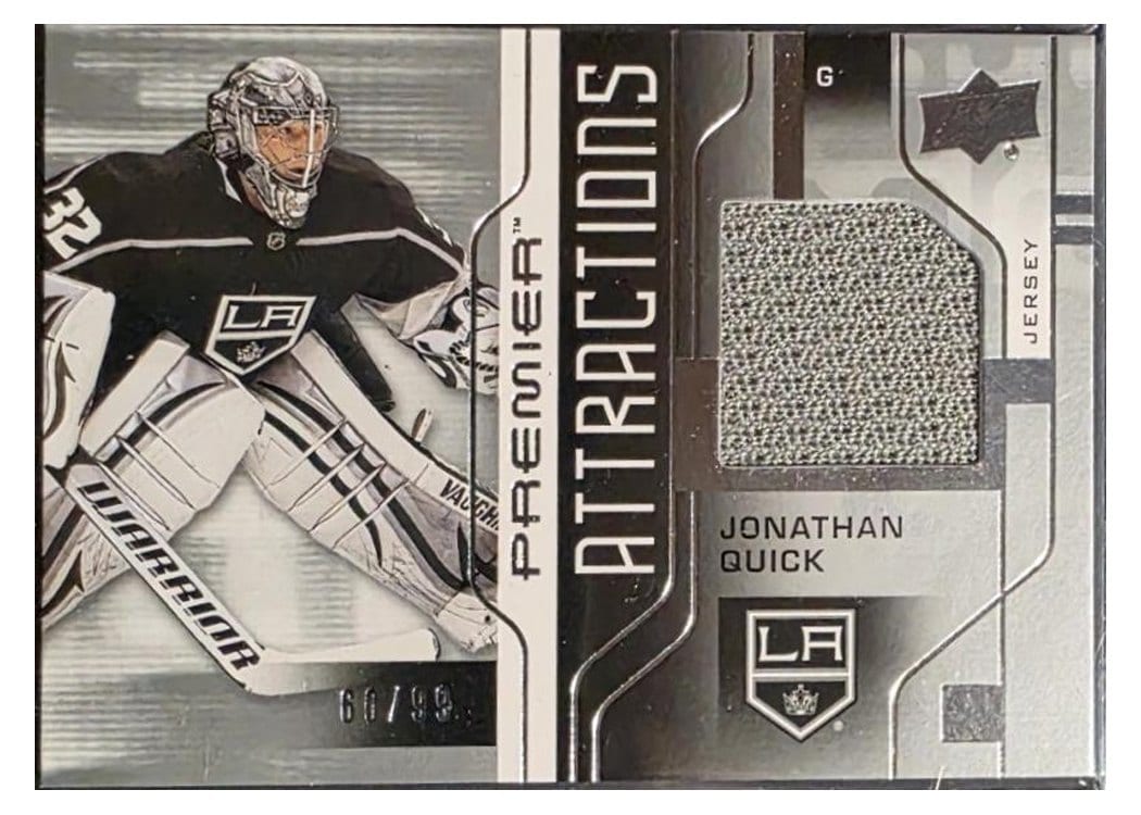 2021-22 Upper Deck Premier Premier Attractions Jersey Jonathan Quick #PA-JQ card