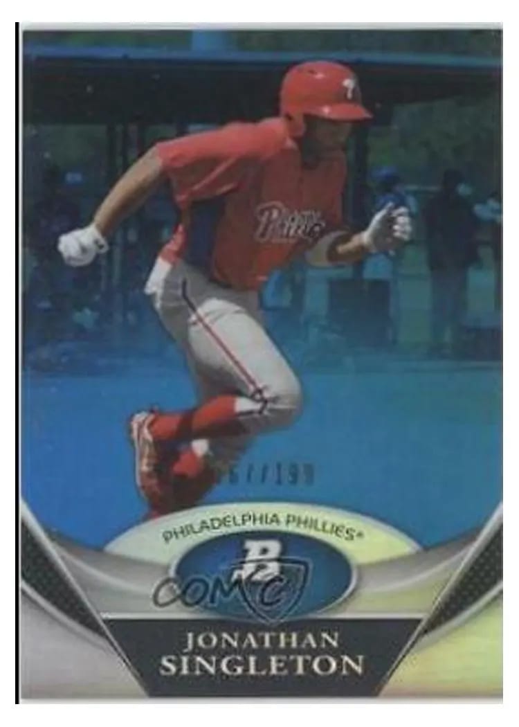 2011 Bowman Platinum Prospects Jonathan Singleton Blue Refractor #BPP10 card
