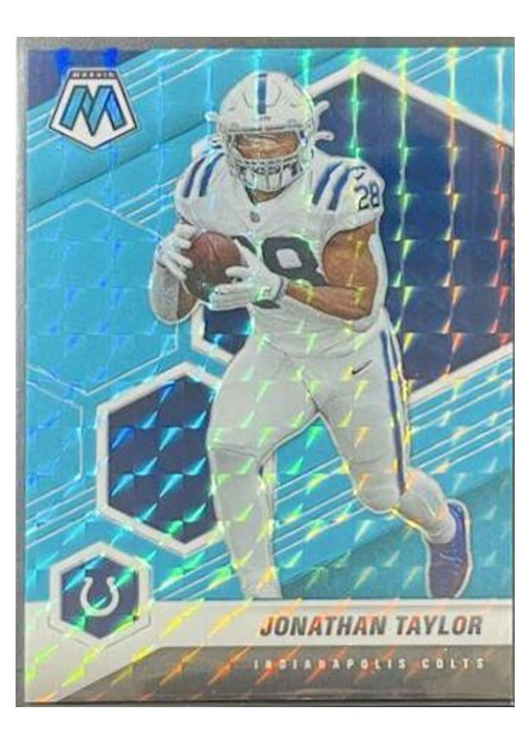 2021 Panini Mosaic Base Set Jonathan Taylor Blue Fluorescent #96 card