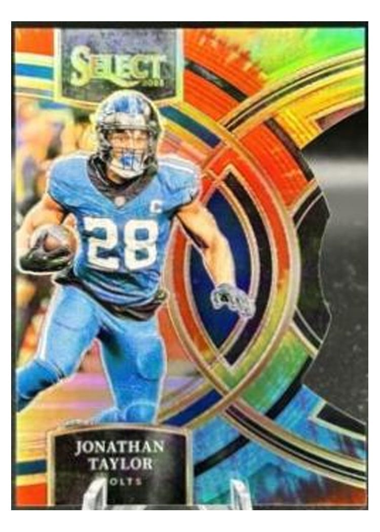 2023 Panini Select Base Set Jonathan Taylor Tie-Dye Prizm Die-Cut #127 card