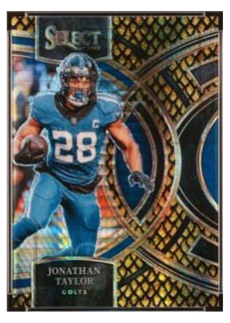 2023 Panini Select Base Set Jonathan Taylor Dragon Scale Gold Prizm #127 card