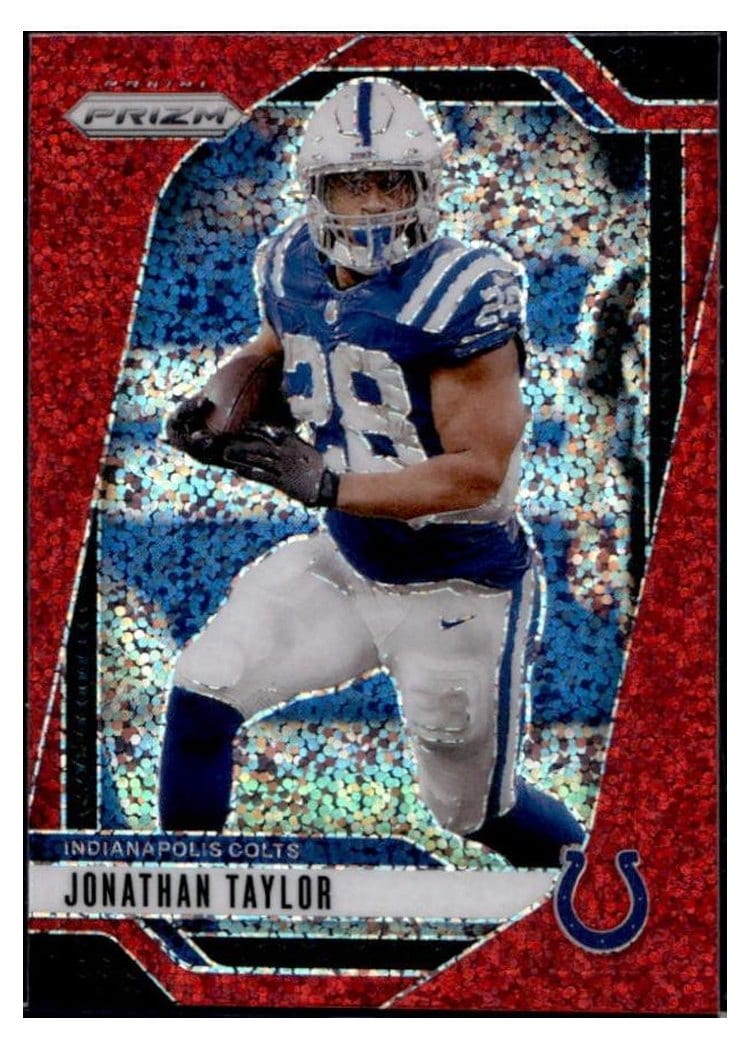 2024 Panini Prizm Base Set Jonathan Taylor Red Sparkle #121 card